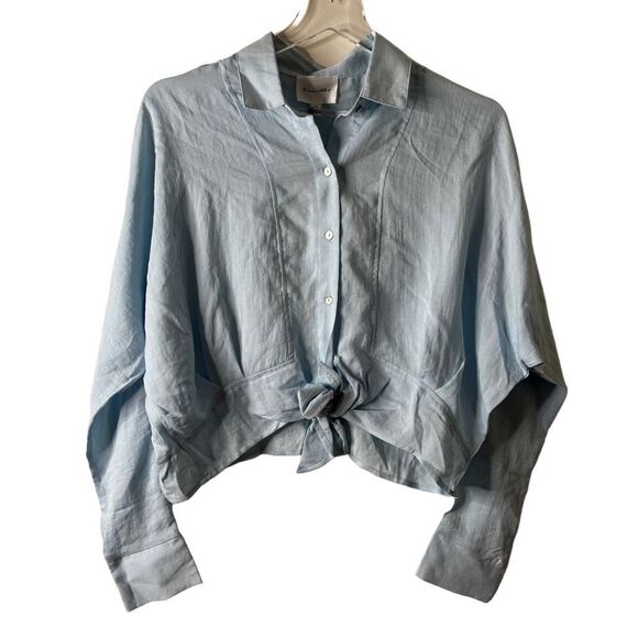 Line & Dot Lindsay Tied Cropped Button Shirt size XS NWT - Picture 2 of 9